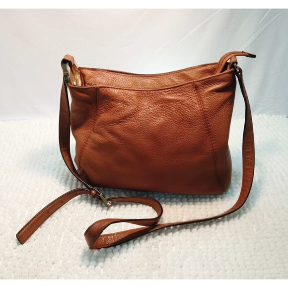 Michael kors Fulton Brown Pebble Leather Medium Messenger Crossbody Shoulder Bag - Picture 1 of 9